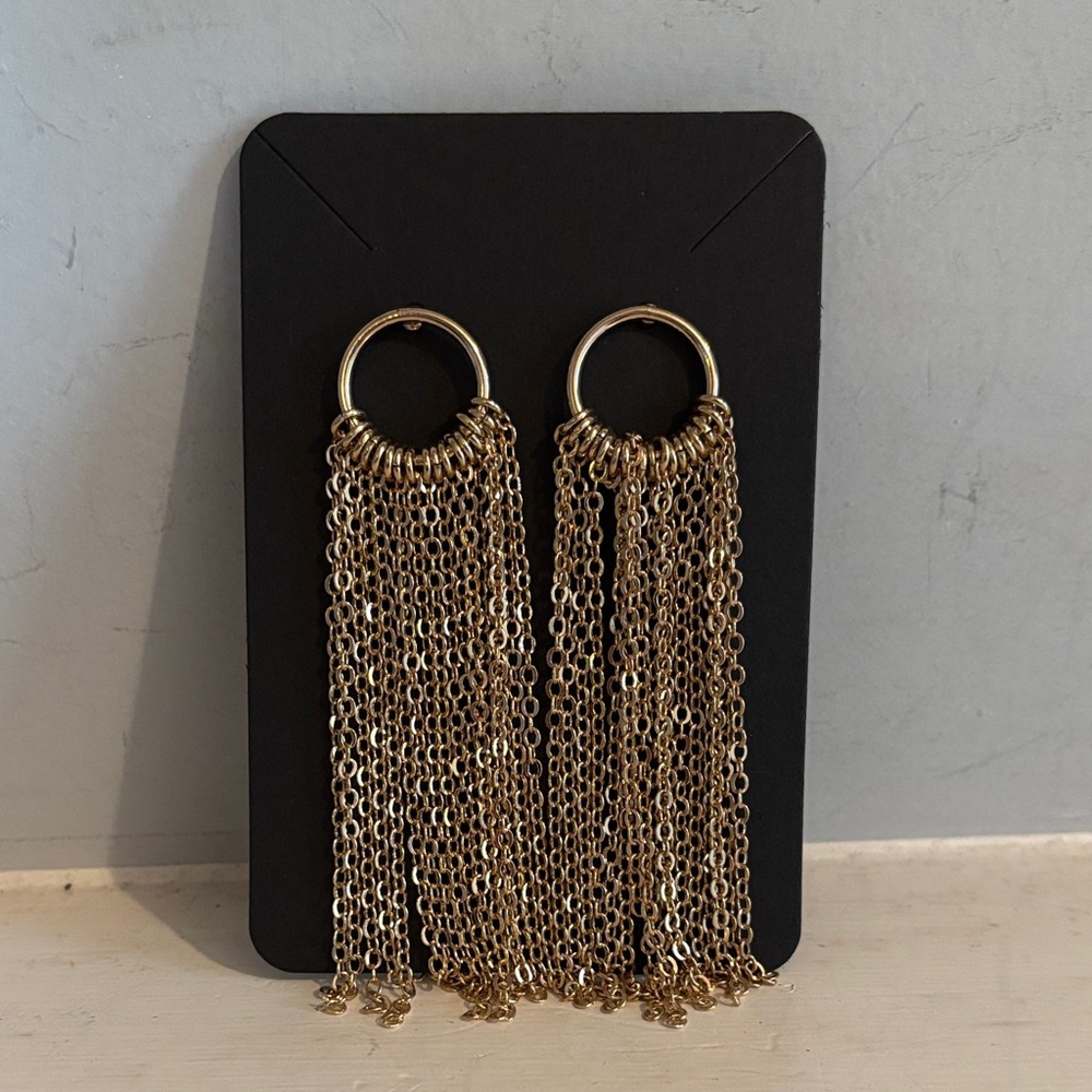 Elegant Gold Chain Tassel Earrings